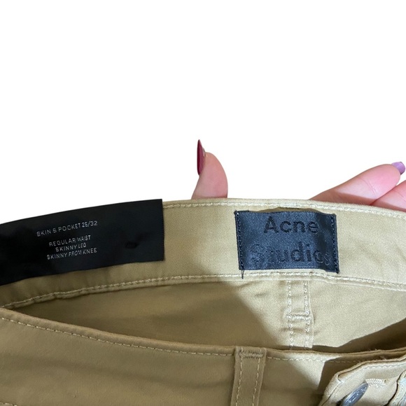 NWT Acne Studios Women's Skin 5 Taupe Skinny Jeans Khaki Tan Size 25 / 32 - Picture 7 of 9